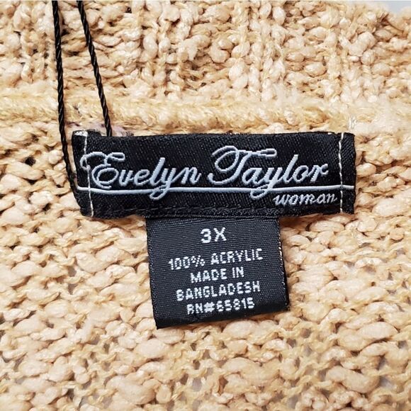 EVELYN Taylor Woman Loose Ribbed Popcorn Knit Open Front Waterfall Cardigan 3X - Picture 13 of 13